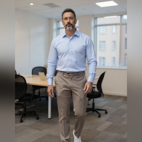 Roundtree & Yorke - Men's Casual Pants, Khaki, Comfort Waist "Ultimate Expander" - Picture 1 of 8